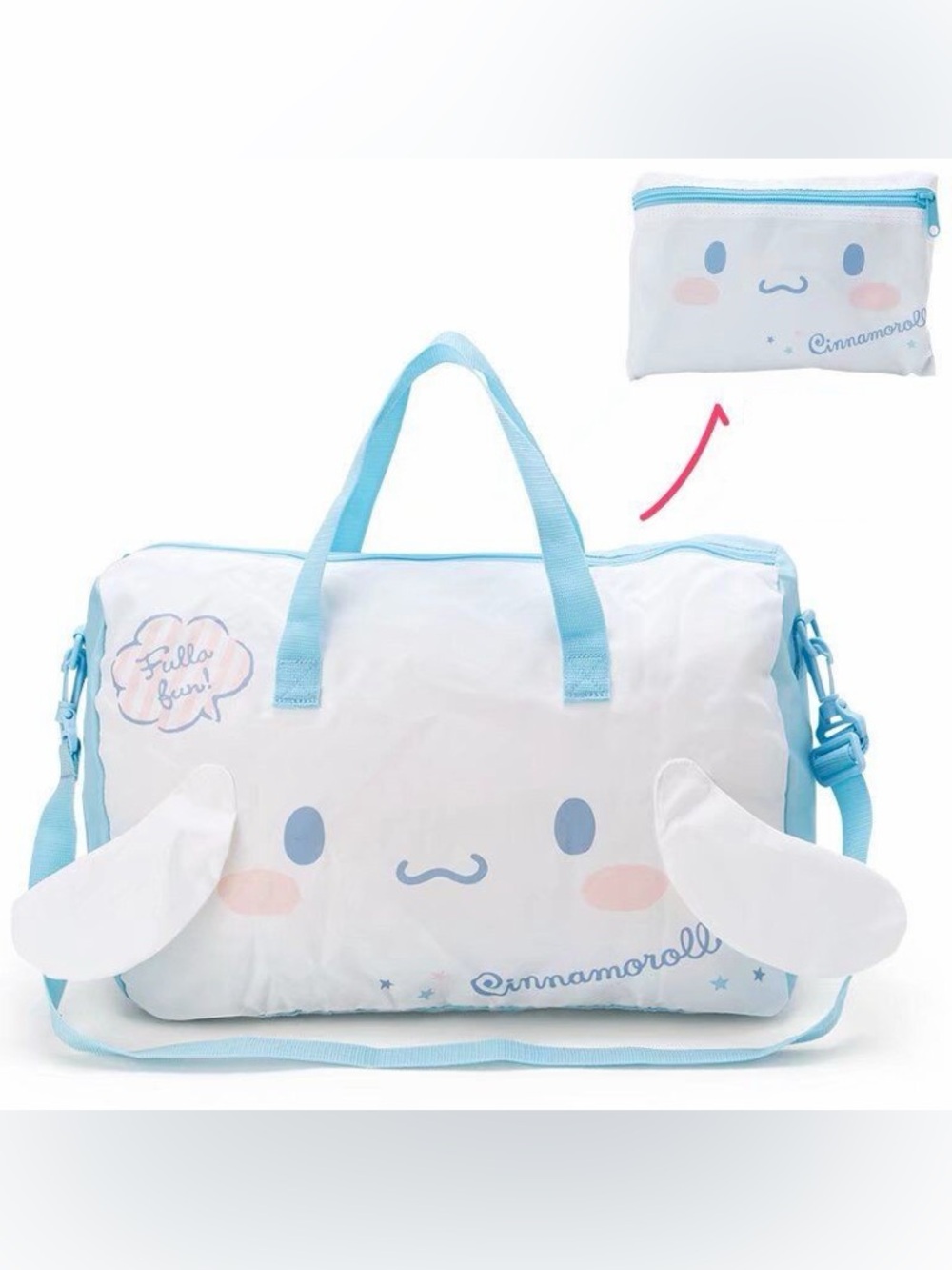 NWOT Sanrio Cinnamonroll packable Travel Bag